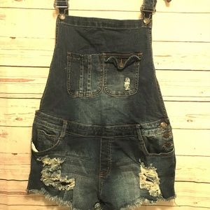 Machine Denim Short Overalls